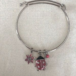 Rhinestone Lady Bug Charm Bracelet